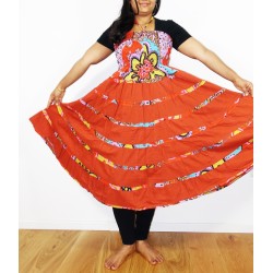 Rockkleid orange-bunt