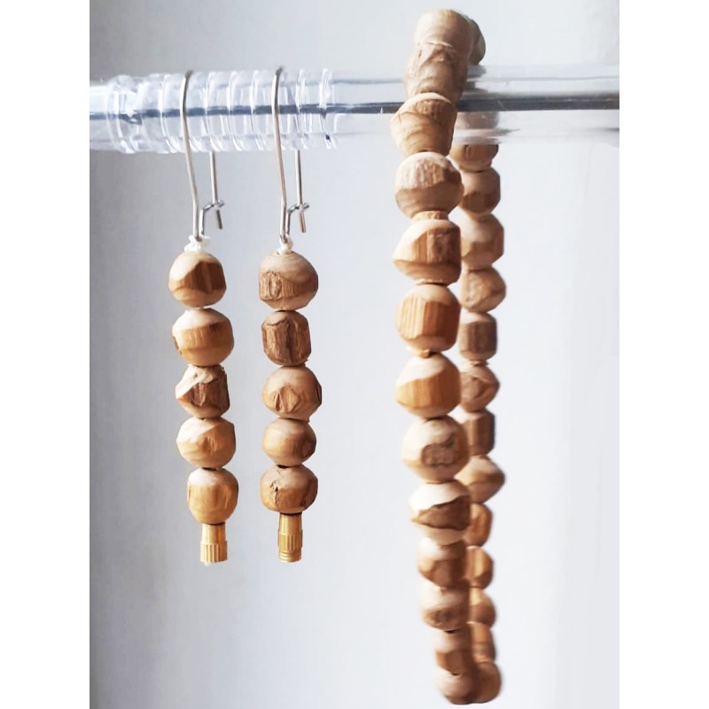 Tulsi - Set Armband und Ohrringe groß Natur