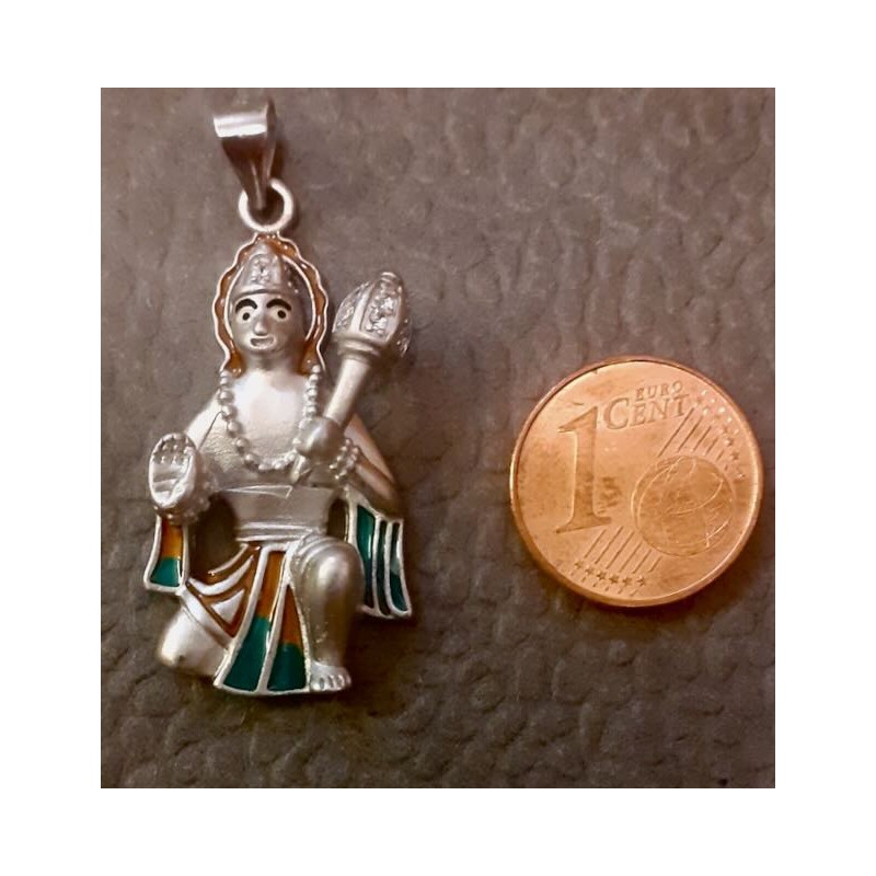 Hanuman bunt Anhänger aus Silber Pendant in Silver Chandi Lord Bajrang Bali Hanuman Ji