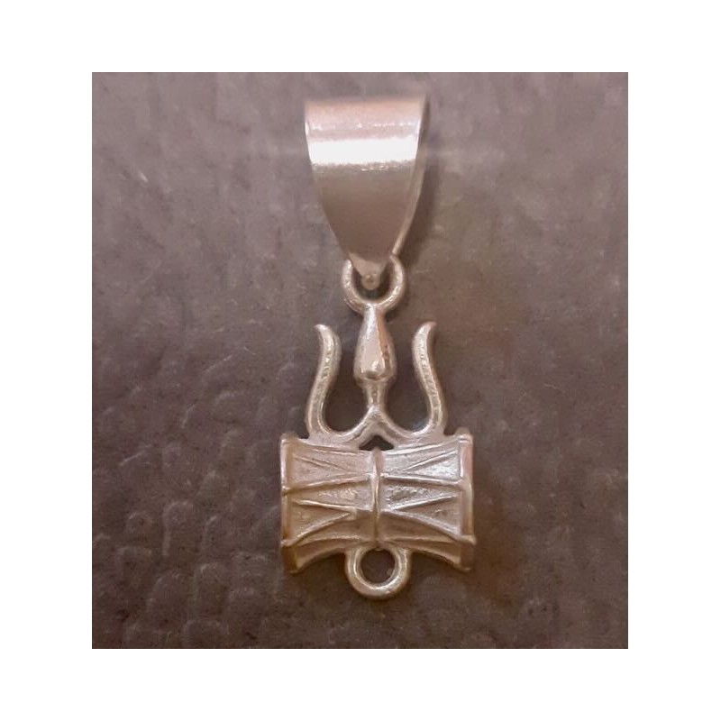 Shiva Dreizack Trishul Damaru Silber Anhänger Pendent