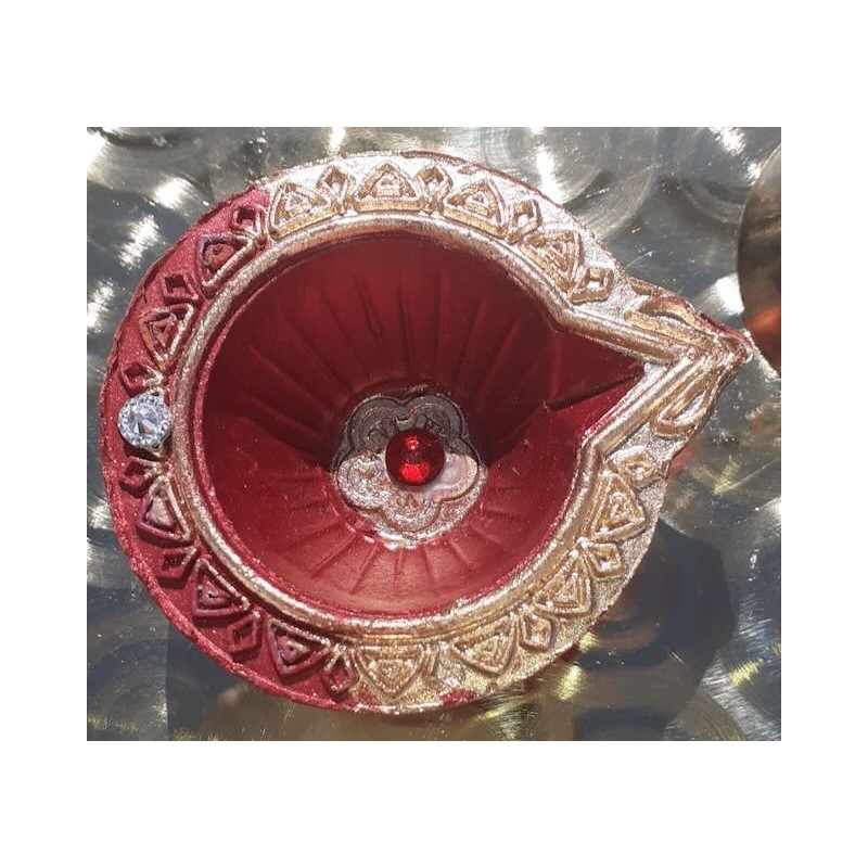 Diya Clay Rot klein Deko Gheelampe aus Ton Special handmade Diwali Puja