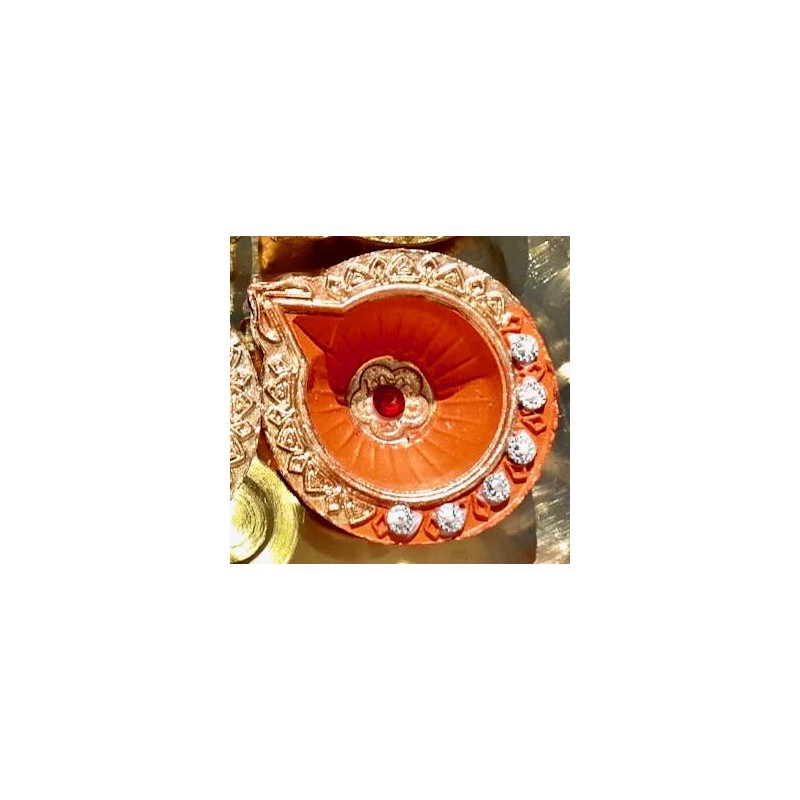 Diya Clay Orange klein Deko Gheelampe aus Ton Special handmade Diwali Puja
