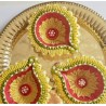 Diya Clay Gelb Bunt klein Deko Gheelampe aus Ton Special handmade Diwali Puja